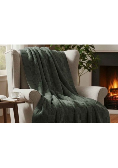 Merinos Fiona Stoncube Soft Battaniye 150x220 Haki