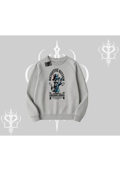 Startmore Procatstinator Kedi Baskılı Biskilet Sweatshirt Beyaz