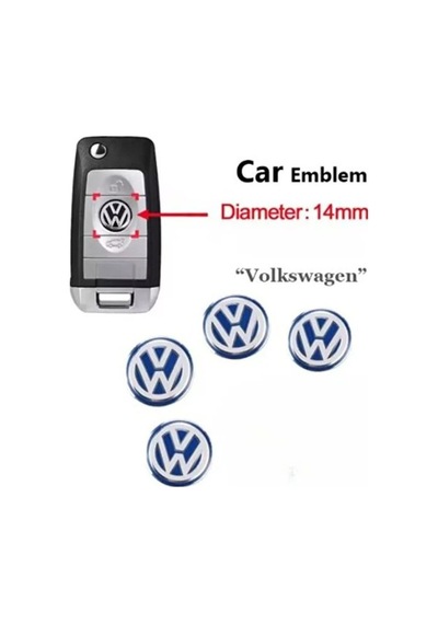 Volkswagen Polo Golf Passat Tiguan Arteon Touareg Caddy Jetta Kumanda Logo Çap 14 Mm 4 Adet