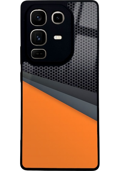 İnfinix Note 50 Pro Turuncu Çapraz Tasarımlı Glossy Telefon Kılıfı Çok Renkli