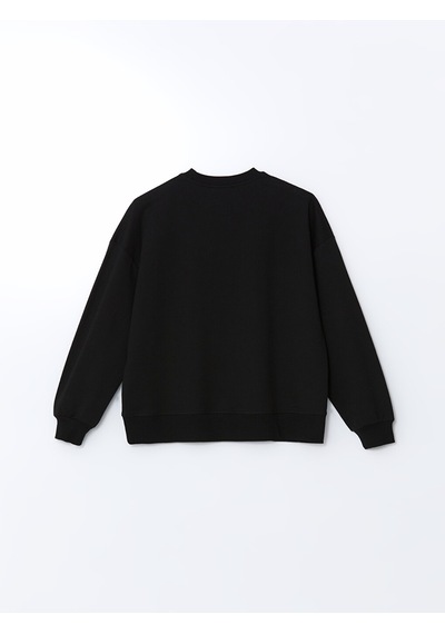 Lcw Modest Siyah Bisiklet Yaka Oversize Kadın Tesettür Sweatshirt