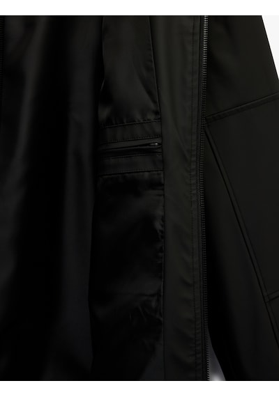 Koton Uzun Kollu Fermuarlı Slim Fit Kapşonlu Yağmurluk Siyah 6sam20021hw