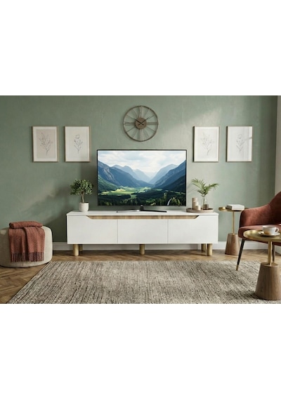 Pema Home %100 Mdf Konsol Çok Amaçlı Dolap Vitrin Beyaz
