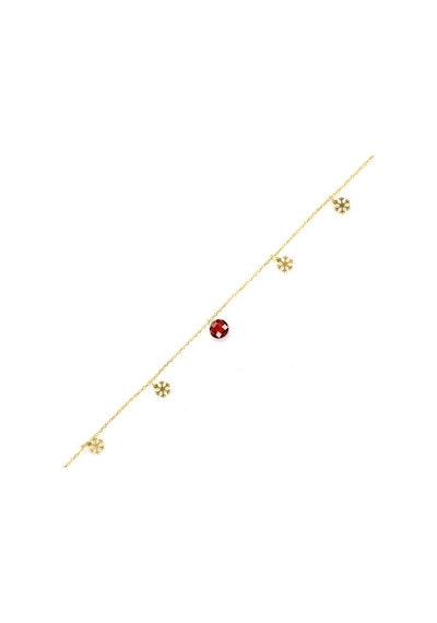 925 Ayar Gümüş Yuvarlak Garnet Taşlı Kar Tanesi Halhal
