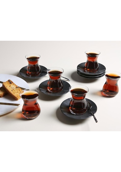 Porland Seasons Siyah 12 Parça 6 Kişilik Çay Takımı Siyah