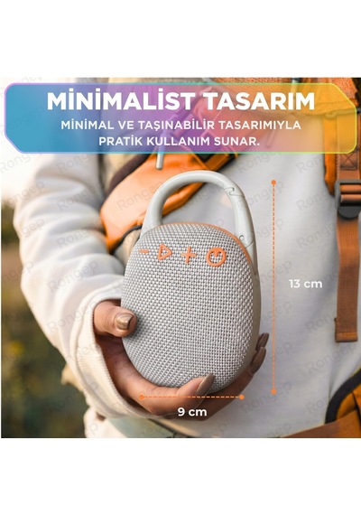 Travel-sound Taşınabilir Bluetooth Hoparlör V5.3 Önü Kumaş Kaplı Tft/aux/usb Destekli Rgb Işıklı Ipx6 Su Sı 11949714