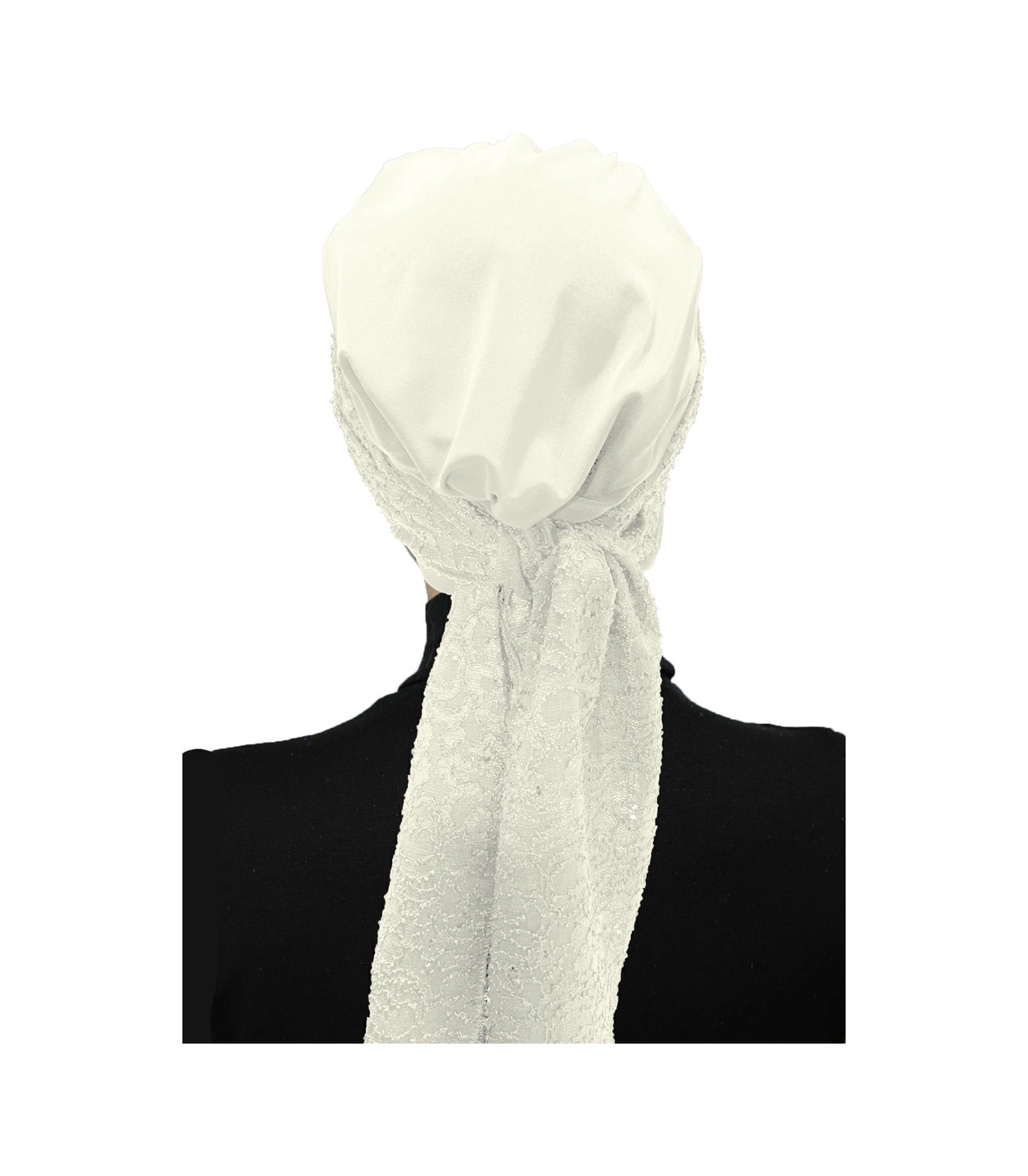 Elysianfidan Dantel Bandana Krem Hazır Türban Tesettür Bone Krem
