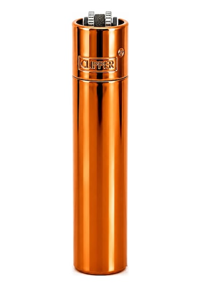Clipper Desenli Metal Gaz Dolumlu Çakmak Özel Kutulu Premium Model Turuncu