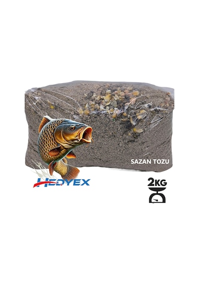 Hedyex 2kg Sazan Tozu Yüksek Proteinli Özel Katkılı Sazan Alabalık Avı Toz Yem