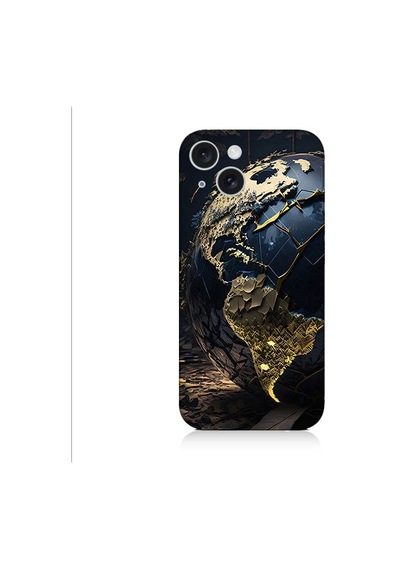 Apple Uyumlu iPhone 15 Plus Dünya Haritası Desenli Silikon Kılıf Silikon