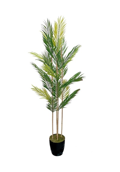 ''bambu Areka Dört Gövdeli Yapay Ağaç - 150 Cm, 27 Yaprak Doğal Görünümlü Yeşil