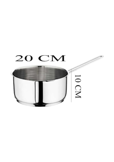 Oms Çelik Kaçerola 20 Cm Sütlük/sosluk Cam Kapaklı Gri