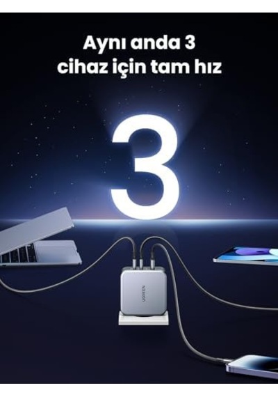 Nexode 140w Usb Type-c Qc 4.0 Pd 3.1 Gan 3 Portlu Hızlı Şarj Cihazı