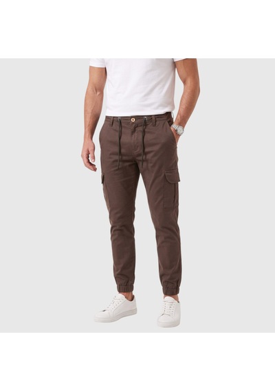 Deepsea Erkek Slim Fit Likralı Kahve Kargo Jogger Pantolon İpli Bel Lastikli Paça 1601569