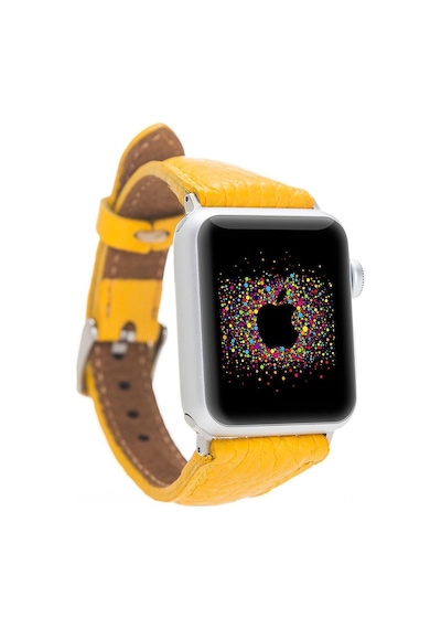 Bouletta Apple Uyumlu  Watch Ince Deri Kordon 38-40-41 MM Sarı