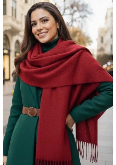 Tezzgelsin Kadın Premium Soft Buklet Atkı Bordo