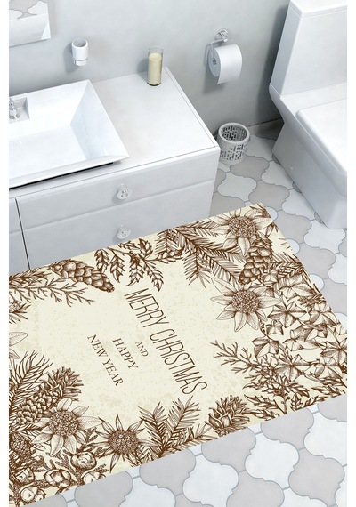 Alanur Home Kaymaz Dijital Mutfak & Salon Halı Trend Yılbaşı Al5033 Kahverengi