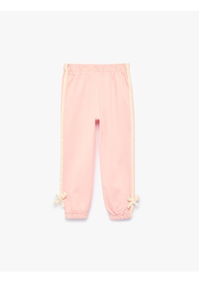 Koton Fiyonklu Beli Lastikli Pamuklu Şardonlu Jogger Eşofman Altı Pembe 7wmg40016ak Gül