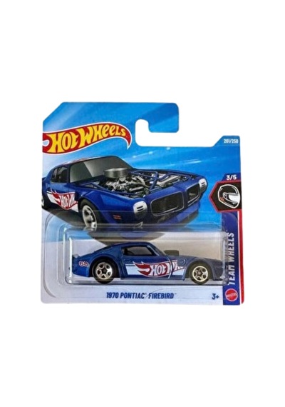 Hot Wheels 1970 Pontiac Firebird - Team Wheels Mavi 1/64 Diecast Model Araba Çok Renkli