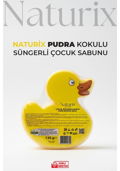 Pudra Kokulu Ördek Görünümlü Süngerli Çocuk Sabunu 130 Gr Çiçekli