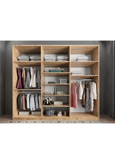 Ostin 12 Kapaklı Gardırop Dolap Çam 270 Cm - Montaj Dahil
