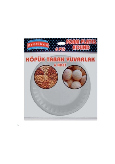 6'lı Yuvarlak Köpük Tabak Renkli