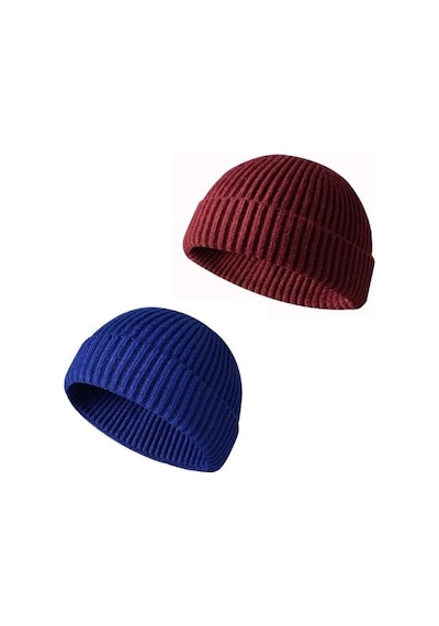 2 Adet Kısa Bere Hipster Bere Takke Bere Leon Beresi Hip Hop Beresi Takke Lacivert - Bordo