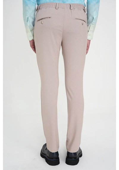 Efor Comfort Fit Beli Lastikli Yandan Tokalı Esnek Bej Jogger Pantolon P 1178 Bej