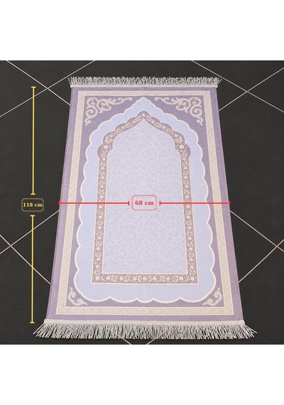 Tesbihane Kişiye Özel Nakış İşlemeli Hediyelik Seccade - Saten Kumaş - Papatya Motifli Mor