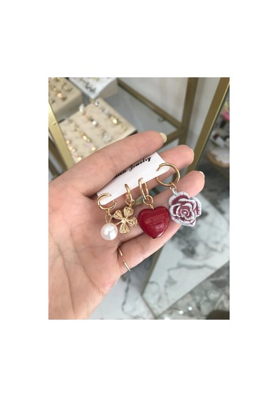 Kombin Model 4'lü Küpe Çok Renkli