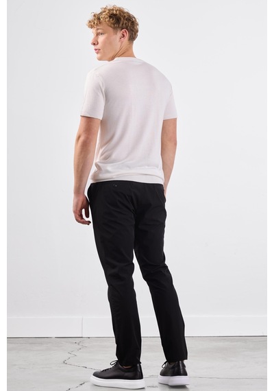 Dufy Ekru O Yaka Düz Renk Kısa Kollu Slim Fit Triko Tshirt Ekru