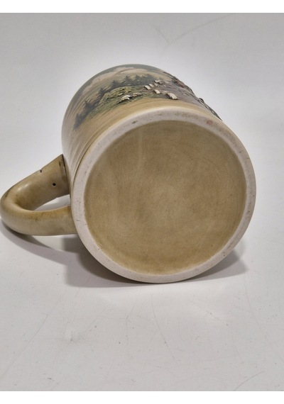 Vintage Tankart Kabartmalı At Arabası Doğa Figürlü Alman Seramik Bira Bardağı 14cm 001