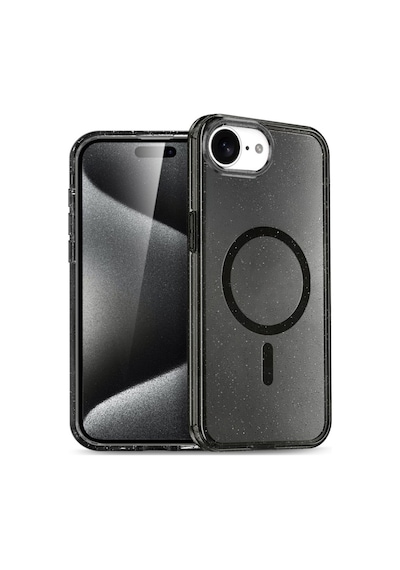 Apple Uyumlu iPhone 17e / 16e Kılıf M-safe Şarj Özellikli Simli Sert Şeffaf Allstar Kapak Siyah
