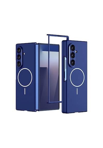 Samsung Galaxy Uyumlu Z Fold 7 Kılıf Wireless Şarj Özellikli Kıpta M-safe Kapak Lacivert