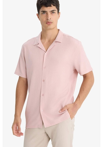 Defacto Modern Fit Polo Yaka Penye Kısa Kollu Gömlek C4125ax25smbr134 Pembe