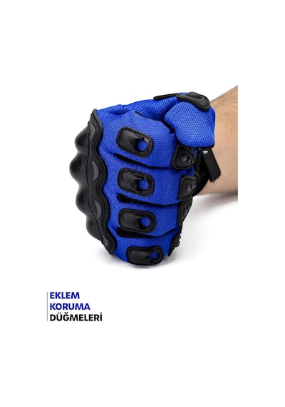 Xmlbayiciniz M Beden Korumalı Motosiklet Eldiveni Unisex Bisiklet Motorcu Eldiveni Mavi 113 Genel