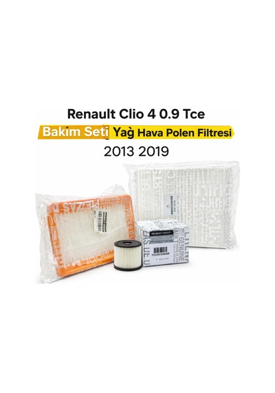 Renault Clio 4 0.9 Tce Periyodik Bakım Seti Yağ Hava Polen Filtresi 2013 2019 Mais Beyaz