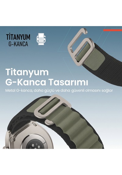 Caseonn Haylou Gst Lite Kordon Titanyum G-kancalı Alpin Kumaş Kayış Yeşil