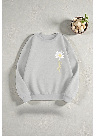 Uyguntarz Çok Renkli En Sevilen Papatya Serisi Baskılı Sweatshirt 3'lü Fırsat Paketi