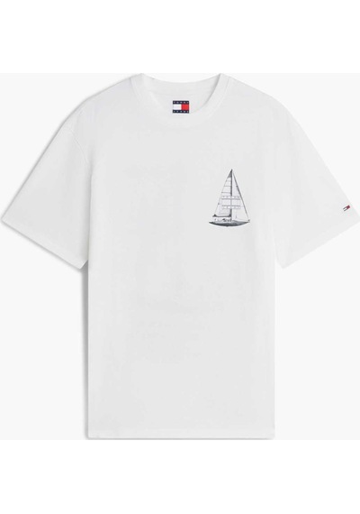 Tommy Hilfiger Tjm Rlx Saılboat Ss Tee Erkek Beyaz T-shirt - Dm0dm23184