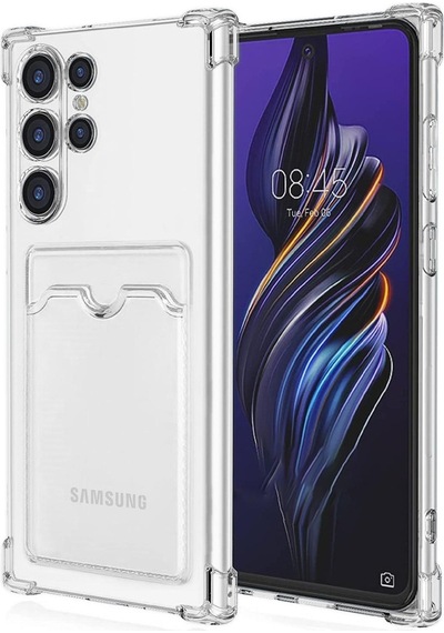 Kvy Samsung Galaxy Uyumlu S23 Ultra Kamera Korumalı Kartlıklı Setra Şeffaf Silikon Kılıf