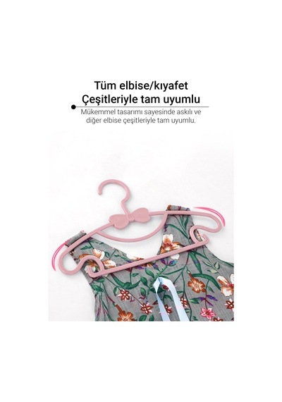 Morpanya Sweet 18 Adet Bebek Elbise Askısı 30 Cm Fiyonklu Kelebek Pembe