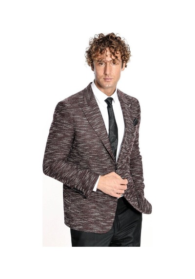 Wessi Desenli Slim Fit Spor Bordo Erkek Ceket - Wessi Bordo