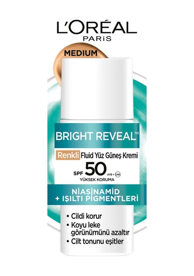 L'oréal Paris Bright Reveal Uv Medium Spf 50 50 Ml - 4 Adet Tarı