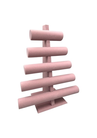 Yerli Üretim Süet Kumaş Pembe Renk Beş Kademeli 45/34 Cm Bileklik-saat Sergileme Standı Çok Renkli