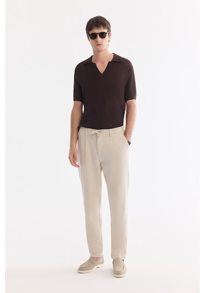 Avva Erkek Bej Beli Bağcıklı Keten Karışımlı Chino Relaxed Fit Pantolon B003036 Avva Erkek Bej Beli Bağcıklı Keten Karışımlı Chino Relaxed Fit Pantolon B003036
