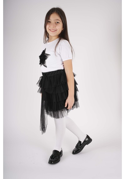 Miniko Kids 23 Nisan 29 Ekim Konsept Yıldız Detaylı Tül Detaylı Kat Kat Tütü Etekli Takım Siyah Miniko Kids 23 Nisan 29 Ekim Konsept Yıldız Detaylı Tül Detaylı Kat Kat Tütü Etekli Takım Siyah
