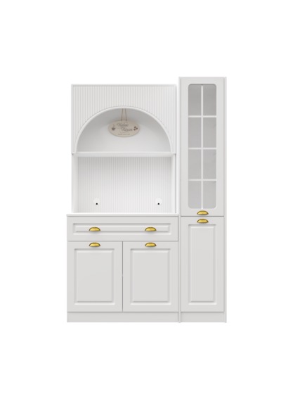 Guneystore Armoni Gold Midi Kahve Köşesi Sağ Vitrinli Komple Mdf Beyaz
