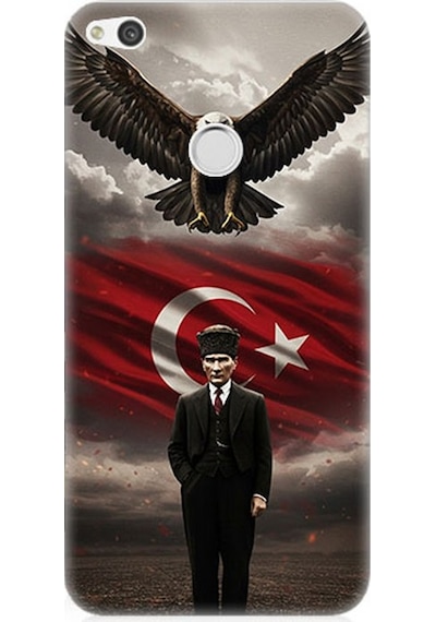 Huawei P9 Lite 2017 Uyumlu Bayrak Ve Mustafa Kemal Atatürk Desenli Silikon Kılıf Çok Renkli