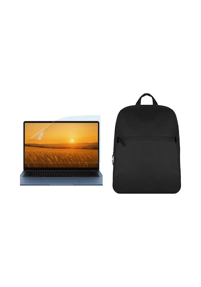 Samsung Galaxy  Uyumlu Book4 Edge 15.6"  Uyumlu Siyah Notebook Laptop Sırt Çantası Ve Ekran Koruyucu